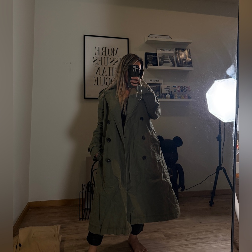 Marissa Webb Khaki Double-Breasted Trench Coat